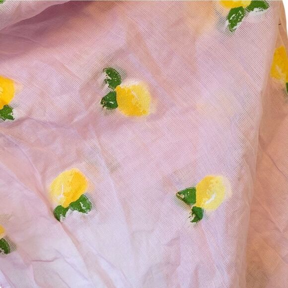 J. Crew Women's Light Pink Lemon Embroidered Tassel Scarf OS NWT - Picture 5 of 6